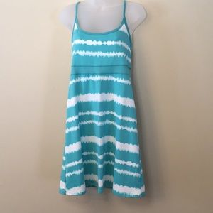 Lola sundress, size L, green and white pattern
